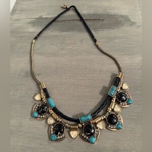 Teal and Black Statement Necklace
